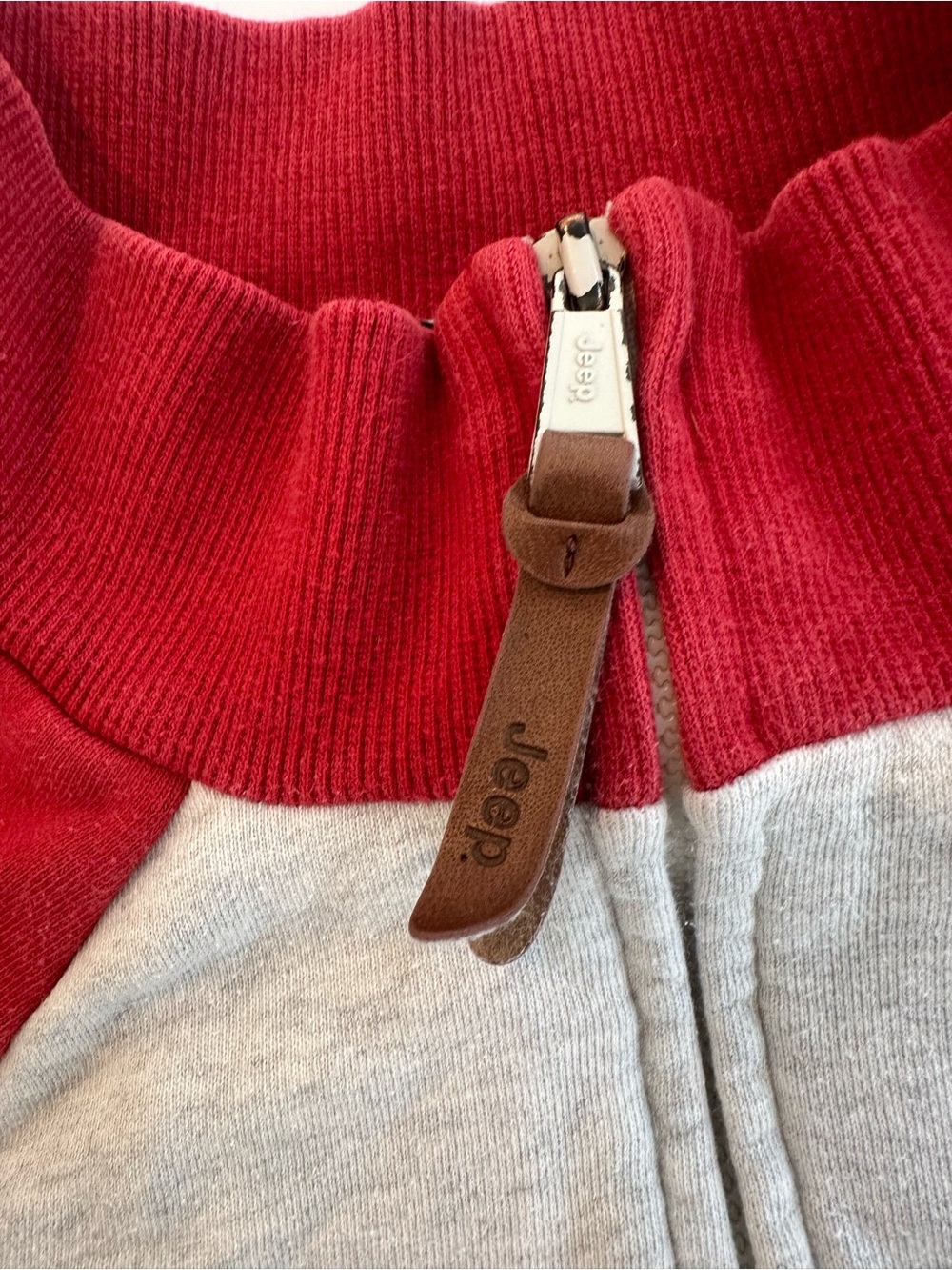 Jeep Red Collar Gray Interior Zip Jacket - Picture 2 of 6